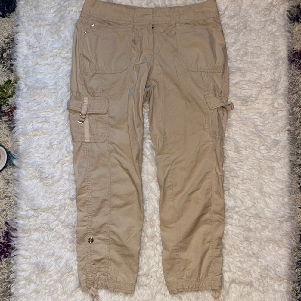 White House Black Market Mid-Rise Tan Cargo Pedal Pushers, Size 2